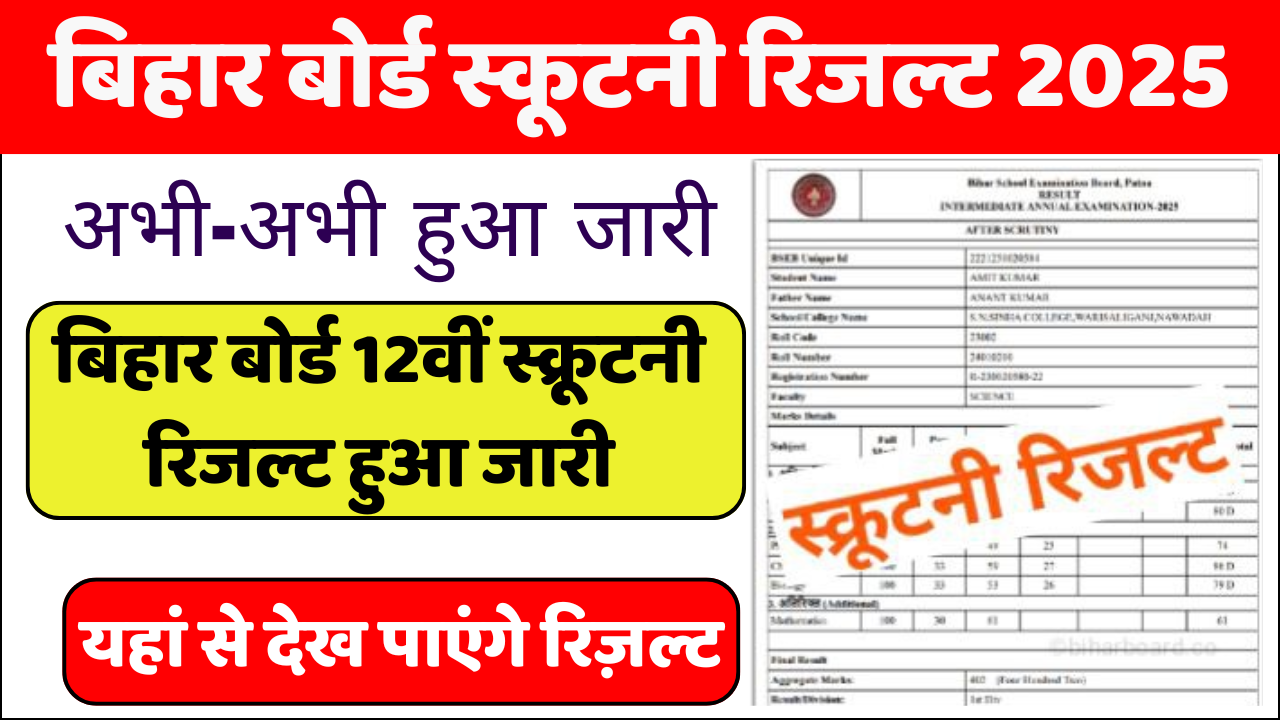 Bihar Board Inter Scrutiny Result 2025