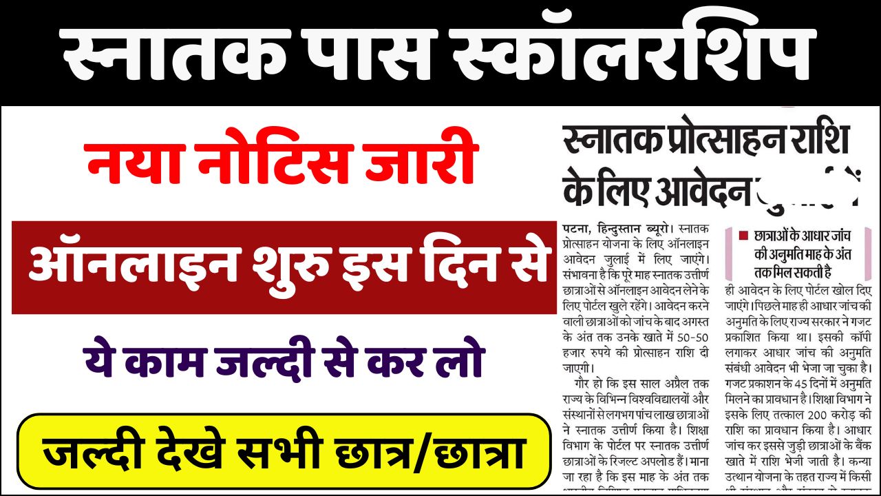 Bihar Graduation 50000 Scholarship Online Apply Date 2025